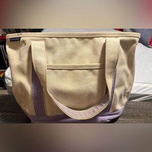 Lands' End Cream and Purple Tote Bag